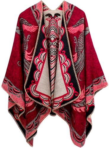 Miaikvs Damen-Poncho mit offener Vorderseite wendbar übergroße Decke Cardigan