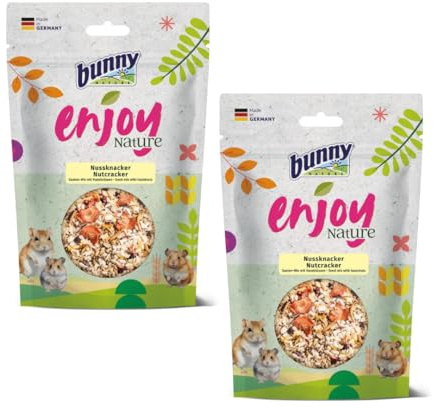 EnjoyNature Nussknacker-Saaten-Mix | Mischung für Kleinnager | 2 x 150 g | Bunny | Ergänzungsfuttermittel | Zur Ergänzung der täglichen Fütterung | Mit Haselnüssen & Mehlwürmern | Doppelpack