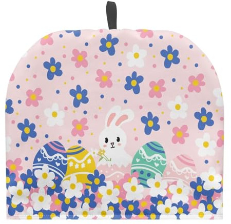 Viuacagoru Easter Tea Cozy for Teapot Rabbit Eggs Insulated Kettle Dust Cover with Lifting Loop Lightweight & Portable Tea Cosy Holiday Decoration Protector Fits Most Teapots