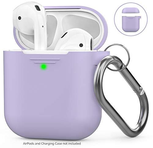 AhaStyle AirPods Schutzhülle aus Silikon [Vordere LED sichtbar, unterstützt kabelloses Aufladen], kompatibel mit Apple AirPods 2 & 1 (2019)