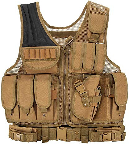 Lejie Taktische Weste Herren-Outdoor Weste mit Taschen- Tactical Vest für Jagd Angeln Camping Airsoft Paintball Militär