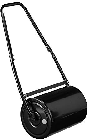 Relaxdays Rouleau Gazon, remplissable avec Eau, Sable, roulage, en métal, Terre, Largeur de Travail 43 cm, Ø 30 cm, Noir