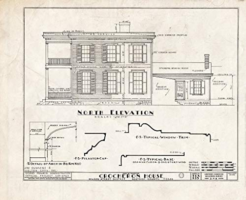 Historic Pictoric : Blueprint HABS TEX,11-Bast,3- (Sheet 5 of 8) - Henry Crocheron House, 1502 Wilson Street, Bastrop, Bastrop County, TX 24in x 18in