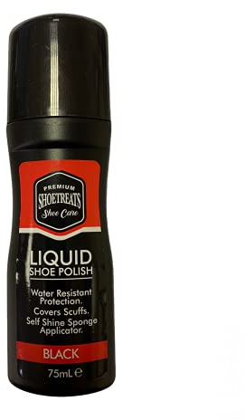 County Sales Ltd Premium Shoe Treats Shoe Care Liquid Shoe Polish - Water Resistant Protection- 75ml (Black a)