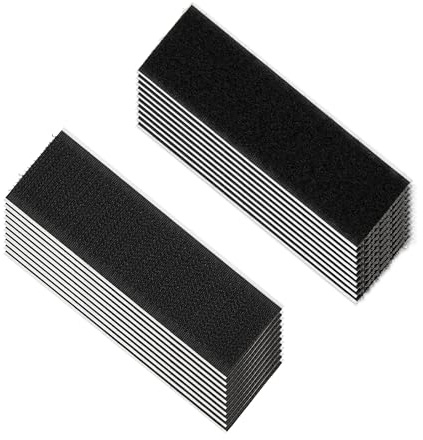 Scratch Autocollant Double Face rectangulaires, Lot de 20, 101 x 30 mm bande à crochets, Noire, Peut être coupé avec des ciseaux, Bande Agrippantes Adhésives, Ruban Scratch Hook Loop, Bande Adhésives
