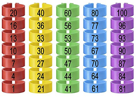 100 Pack Hühnchen Identifikation Beine Ringe, Chicken Tags für Legs Geflügel Bands Clip On Leg Rings für Hühner, Enten, Hühnchen, Goose(5 Farben,16mm)