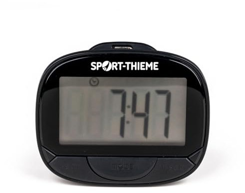 Sport-Thieme Schrittzähler 2GO | Echtzeit-Tracking von Schritten, Wegstrecke und Kalorien | Step-Funktion | Individuell | Kunststoff | 60x50x15 mm | Schwarz | Batteriebetrieben | 37 g