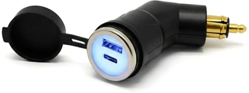 Cliff Top Cargador USB DIN (Hella) de 36 W PD USB-C y QC 3.0 para Motocicleta, Compatible con Motocicletas BMW (en ángulo)