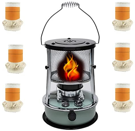 XFAK Campingkocher Petroleumheizung Für Innenräume Tragbares Petroleumofen Terrasse Heizofen Inkl 6 Stücke Docht Für Petroleumofen，Leicht Edelstahl Petroliumheizer