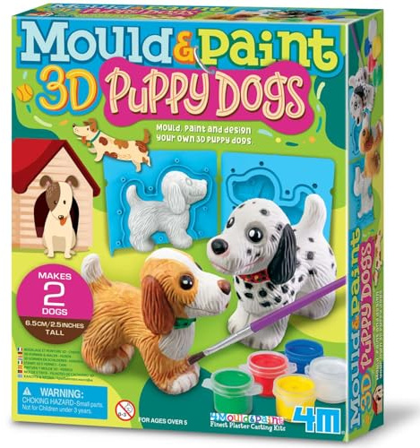 4M Mold & Paint Kit de peinture 3D pour chiots et chiots en plâtre pour garçons et filles à partir de 5 ans