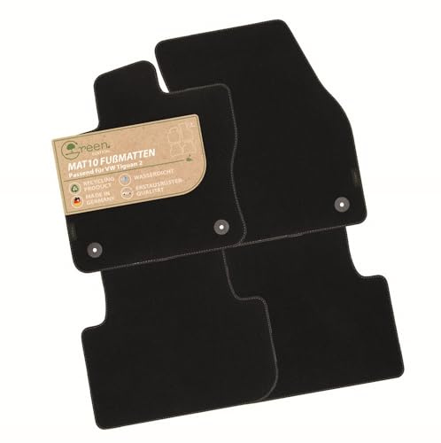 MAT10 Green Edition – Auto-Fußmatten Passend für VW Tiguan 2 | (BJ 04/2016 - 01/2024, Typ AD1) | nachhaltiges Velours | Automatten-Set, 4-teilig | Made in Germany, Erstausrüsterqualität