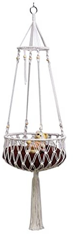 Fulenyi Wandmontiertes Katzen-Hängemattenbett - Boho Katzenschaukel mit natürlichem Baumwollseilmaterial - Niedliche Makramee-Haustier-Hängematte zum Aufhängen an Wand, Decke, Fenster oder Kopfteil