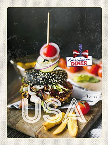 Ontrada Cartel de madera 30 x 40 cm América hamburguesas comida rápida platos placa de madera