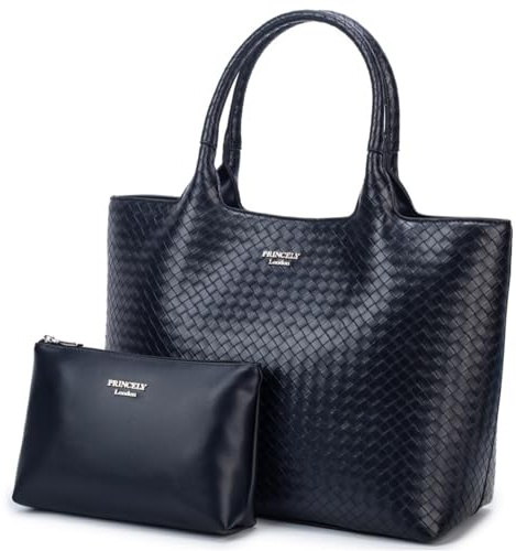 Princely London Shopper Bonny - Große Damen Handtasche aus Veganem Leder, Elegante Schultertasche mit Reißverschluss, Stilvoller Shopper für Alltag, Arbeit & Freizeit, Viel Platz für Essentials