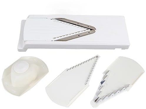 FLEXMAN Cortador Rebanador Rallador en Forma de V, Herramienta Multifuncional para Vegetales para el Hogar con Protector de Mano y Cuchilla para Cebollas, Zanahorias, Patatas