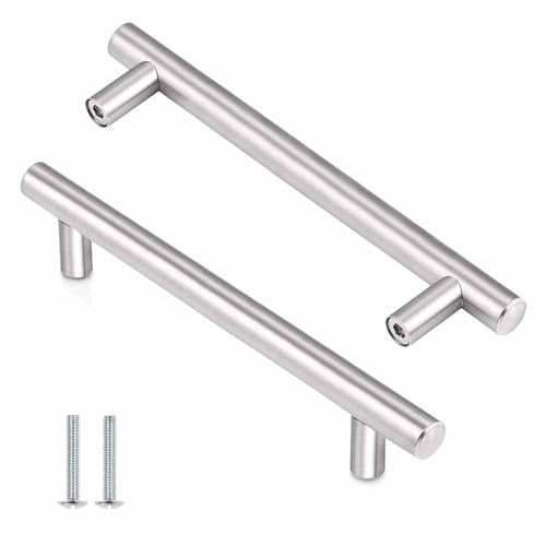 KTHZI 2 Pack Kitchen Cupboard Handles,Stainless Steel Handles Cabinet T Bar Knobs,Furniture Handles for Steel Kitchen Door,Drawer,Wardrobe,Brushed Cabinet(Hole Centre 96mm)