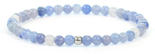 LAKADA Echtes Blauer Aventurin Edelstein Armband mit 4mm Perlen - verschiedene Längen - Heilstein Schutzstein Talisman Glücksbringer Geschenk (Bl. Avent., 18CM)
