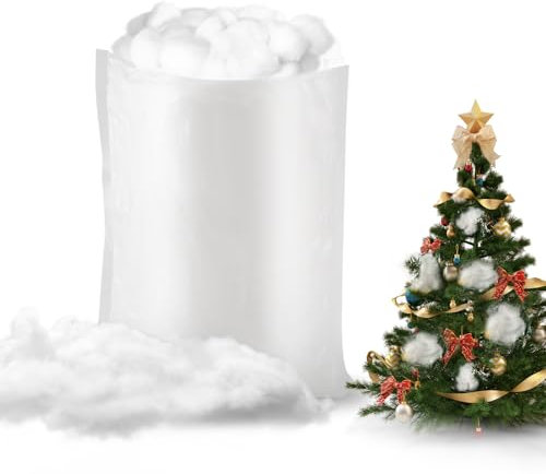 Bubuny Decoraciones de Nieve Falsa Nieve Artificial de Fibra Algodón como Nieve Esponjosa Manta de Nieve Interior para Adornos Pueblo, Blanco, 150g