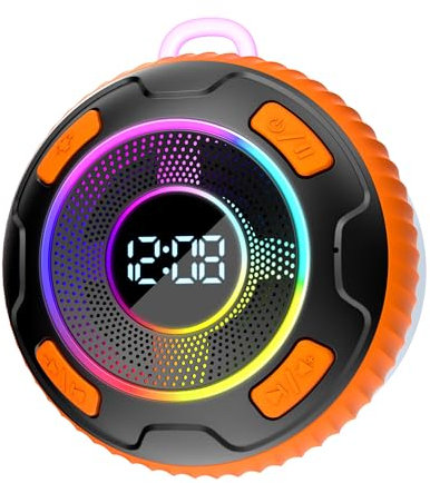 Dyurwa S5 Bluetooth Shower Speaker, Portable Orange Speaker with HD Sound, IPX7 Waterproof, 30W Surround Sound, 1 Year Warranty, Vibrant Style