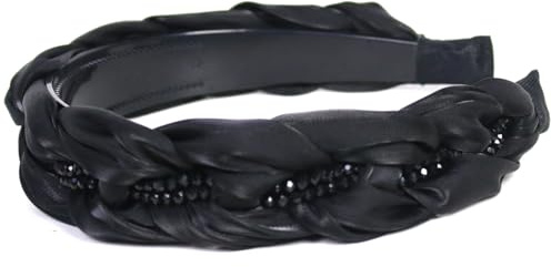 KU Haarreifen Damen Rutschfest Headband Haarschmuck Mädchen - Elegantes Haarband Geflochten im Französischen Stil, Vintage Stirnband & Hair Band in Schwarz | Geflochtenes Haar-Accessoires für Frauen