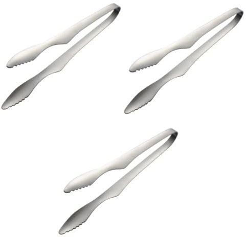 Cabilock 3 Stk Grillzange Aus Edelstahl Buffetzange Multifunktionale Brotklemme Fleischzange Süßigkeiten-buffet Tragbarer Lebensmittelclip Toastzange Steakklemme Rostfreier Stahl Silver