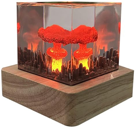 Luz de seta atómica, lámpara de bomba atómica, lámpara de bomba nuclear, lámpara de mesa de resina creativa | Luz nocturna recargable con forma de seta para decoración de escritorio