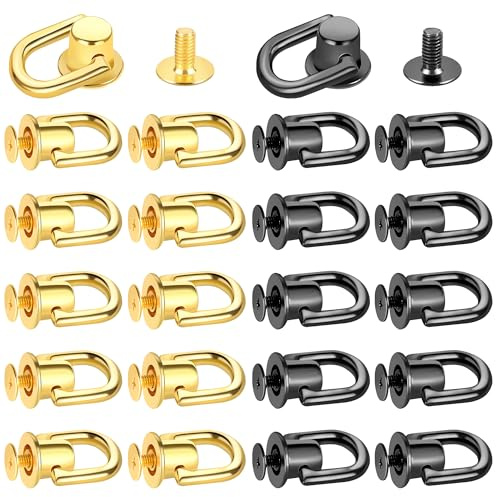 HO-SFSM 20 Pezzi Bulloni Rivetti D Rivetti ad Anello, Rivetti a Vite Girevole a 360° per Cinture, Borsa, Artigianato Fai