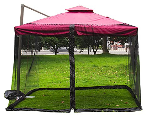 Zanzariera per ombrellone da 2 m, con porta a cerniera, per esterni, giardino, cortile, campeggio, copertura in rete di poliestere per gazebo