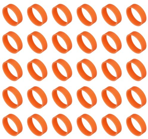 sourcing map 30Pcs Silicone Rubber Bands,20mm/0.8Inch Rubber Bands Rings Cable Ties Strong Elastic Bands Non-Slip for Cord Wrapping Bag Wraps, Orange