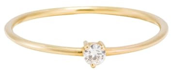 Mesnt 14K Gelbgold Damen Goldring 585 mit Runder Schnitt Moissanit, Größe 52 (16.6)