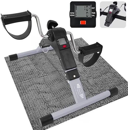 FK Sports Mini Exercise Bike – Portable Pedal Exerciser with LCD Screen & Adjustable Resistance for Arm & Leg Workout (Grey)