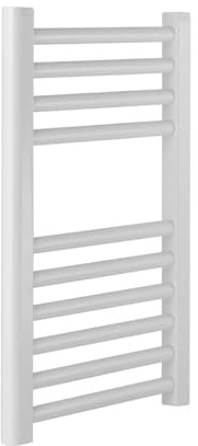 Greened House White Milano Heated Towel Rail Straight 400mm W x 600mm H | Flat, Central Heating, Towel Radiator, Bathroom