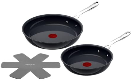 Jamie Oliver by Tefal Enjoy Bratpfannen-Set, 24/28 cm, inkl. Pfannenschoner – Aluminiumpfanne Induktion, antihaftbeschichtete Keramikoberfläche, Thermo-Signal für perfekte Brattemperatur, backofenfest