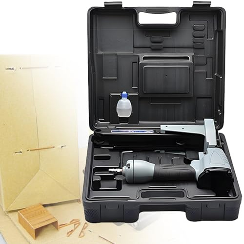 LMzythrop Cloueur Pneumatique Largeur D'agrafes 35mm Capacité 100 Agrafes Plage D'agrafage 15-18mm Poignée en Caoutchouc Cloueuse Adapté Aux Lignes d'emballage (Cartons/Plastique)