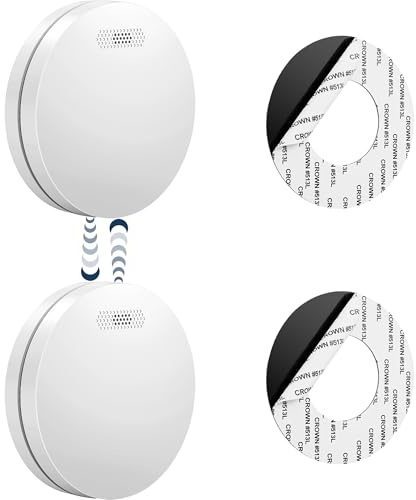 SAVS SM11R4 Funkvernetzter Rauchmelder 2er-Pack – 10 Jahre Batterie – Extra flaches Design – Kein LED-Licht – Montage ohne Bohren – Entspricht europäischer Norm – Vernetzbarer Feuermelder | 2er-Set funkvernetzbare Rauchmelder mit 10-Jahres-Batterie, RF-Vernetzung für bis zu 30 Geräte und großer Testtaste.