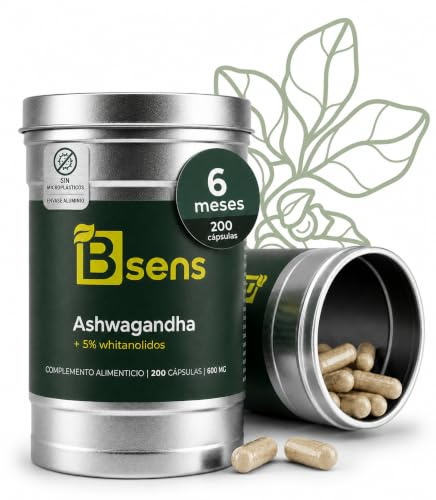 Ashwagandha 600 Mg 5% Withanólidos de Alta Concentración Adaptógeno Natural con enfoque en Estrés Cortisol y Recuperación Energia Diaria para Rutina Activa Equilibrada Hecho en España 200 Cápsulas