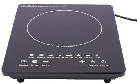 MEHOOSPVN Single Induction Cooker, 8 Temperatures and Power Levels Settings, Portable Induction Hob with Slim Body, Ceramic Glass Panel, Touch Sensor, 3 Hours Timer, Safety Lock, 2200W