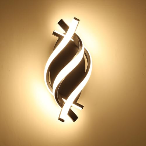 Veyera Modern LED Wall Light, 21W Spiral Aluminum Indoor Wall Lights for Living Room and Bedroom, 3000K Warm Light, Wall Sconce Lighting Fixtures for Bedside Hallway (Black)