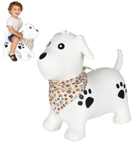 SilverChry Animale Saltellante, Salta Bambini da Interno, Gonfiabile Cavallo Saltellante, Giocattolo Saltellante da Interno/Esterno, Regalo per Bambini di Compleanno (Blanc)