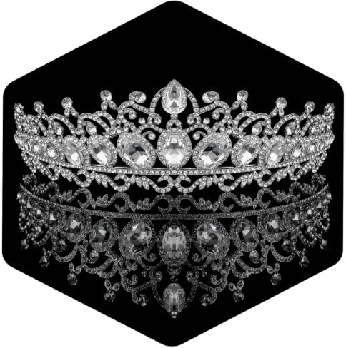 Amlaidu Diadème Couronne Anniversaire pour Femme, Couronne Royale Reine Princesse Mariée, Bandeau à Strass Cristal pour Mariage, Bal, Soirée, Déguisement et Décorations - argenté