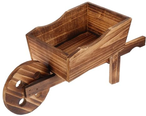 LRXIYODE Vaso in Legno a Forma di Carriola per Piante Grasse, Vaso Decorativo Vintage per Ufficio e Cucina, Contenitore Creativo per Piccoli Oggetti e Piante