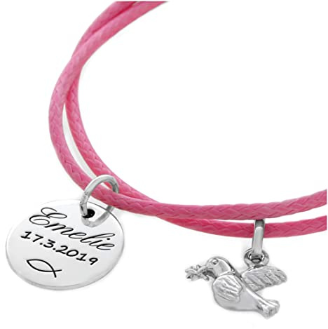 Taufarmband Taube rosa 925 Silber mit Gravur Armband Kinderarmband zur Taufe Geburt Silberschmuck Baby Kinder Name Taufgeschenk | HANDMADE IN GERMANY