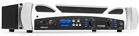 Vonyx VPA300 Amplificador PA 300W (2 Canales de 150W) Amplificador estéreo con Bluetooth y Reproductor mp3 Multimedia con USB y SD