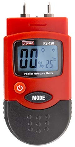 RS PRO 120 Feuchtemessgerät Digital für Baumaterial, Holz 0.2 → 2%, 6 → 44% RH