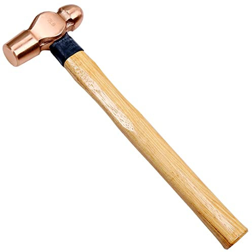 WEDO Marteau à panne en cuivre avec manche en bois, marteau à panne sphérique, longueur 36 cm, 0,9 kg