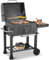 Barbecue Charbon de Bois XL, Chariot à Barbecue, Grill XL à Charbon avec Couvercle, 2PCS Roues, Thermomètre, Réglable en Hauteur, Grand Barbecue au Charbon de Bois, pour Camping et Jardin, Gris