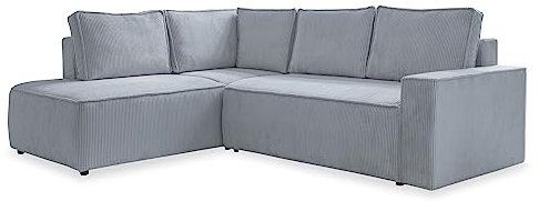 MIUFORM Brave Dave L mit Bettkasten | 6 Sitzer Ecksofa | L-Form Links | 247 x 194 x 87cm Couch | Klappsofa mit Schlaffunktion | Schlafsofa klappbar (Hellgrau)
