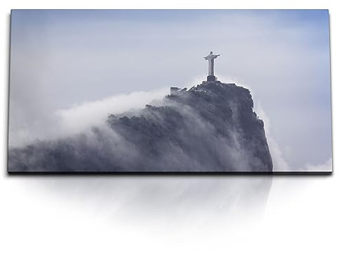 Paul Sinus Kunstdruck Bilder 120x60cm Rio de Janeiro Jesus Statue Berg Nebel