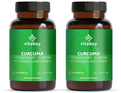 Vitabay Kurkuma Kapseln hochdosiert – 180 Vegane Tabletten