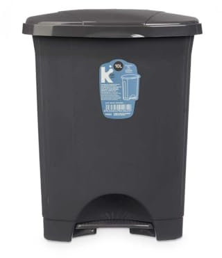 BigBuy Home Poubelle à pédale anthracite en plastique 10 l (8 unités)